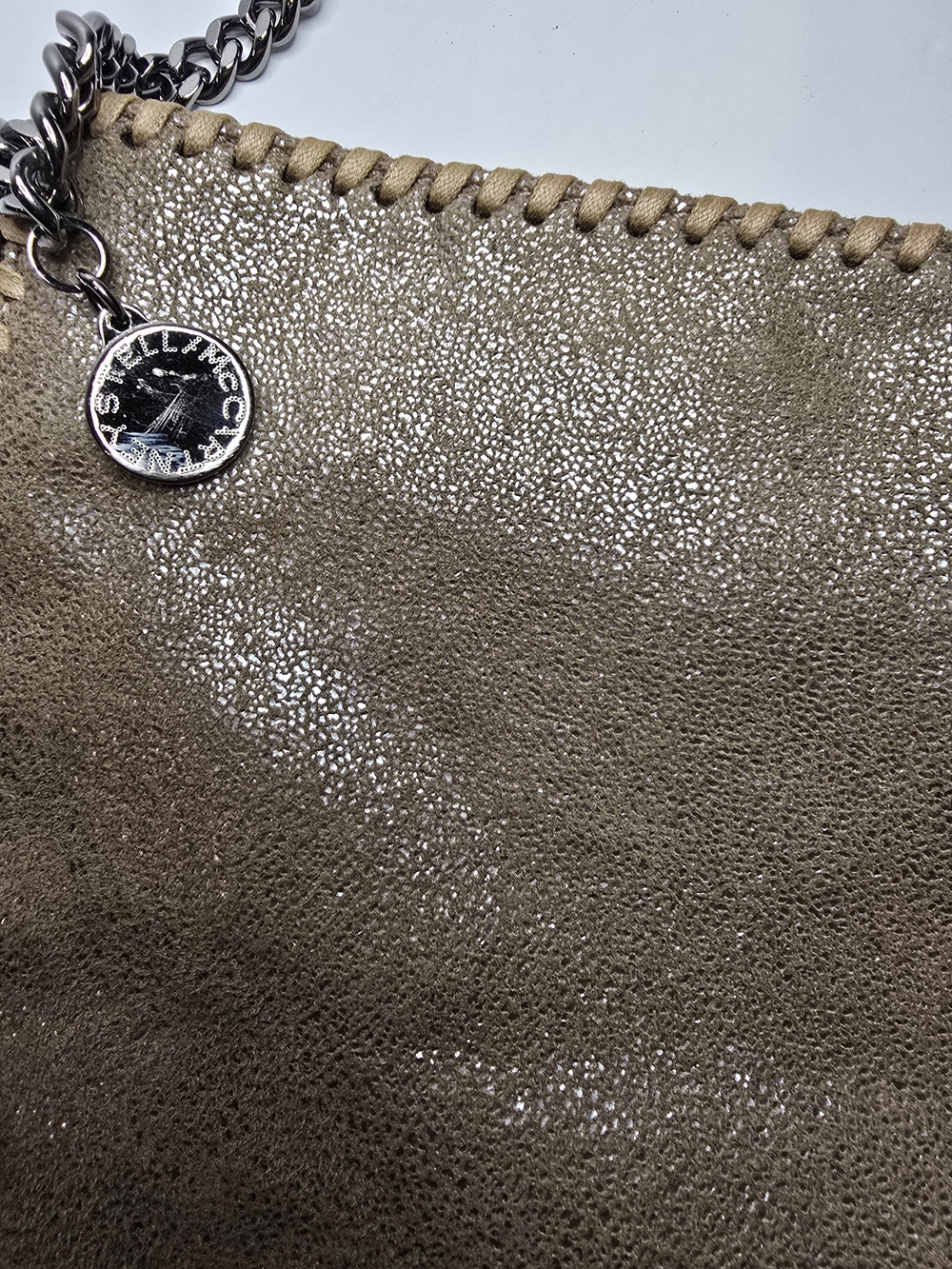 Stella McCartney Taupe Shiny Chain-Trim Crossbody - Picture 4 of 12